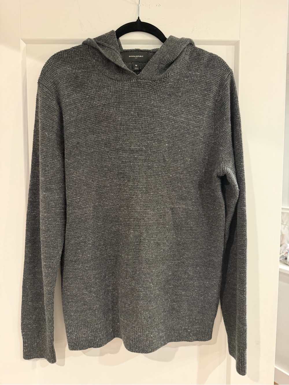 NWT Banana Republic Men's Gray Hooded Waffle Knit Sweater size M
